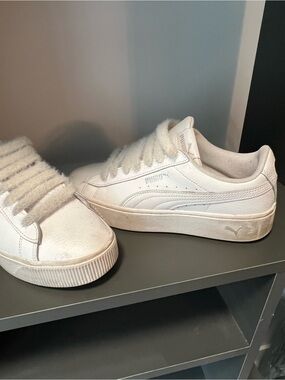 Puma Women's White Leather Platform Sneakers